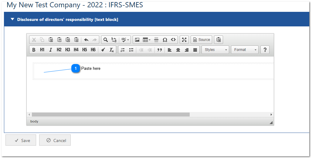 Completing Text Reports